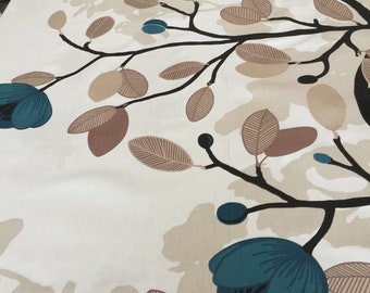 Round Tablecloth Cotton Fabric Square Oval Rectangle Tablecloth Floral Tablecloth Turquoise Magnolia Brown Leaves