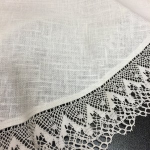 Linen Tablecloth Round Tablecloth Linen Lace White or Grey tablecloth with lace