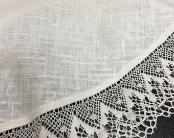 Linen Tablecloth Round Tablecloth Linen Lace White Ivory