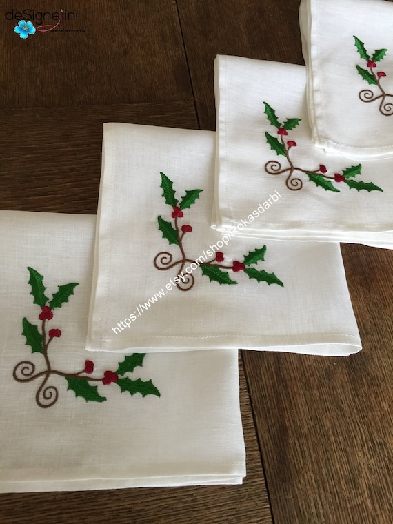 Kadut Servilletas de tela con adornos de árbol de Navidad (17 x 17  pulgadas), tela resistente, servilletas de tela de Navidad para cosecha