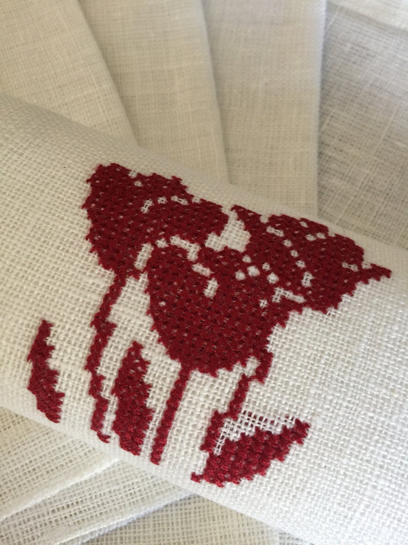 Linen Placemats Set of 6 Embroidered Linen Hand Embroidery Etsy