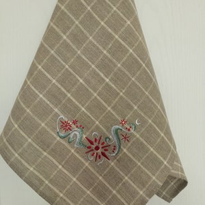 Christmas Linen Dish Towel Tea Towel Kitchen towel Decor Gift Embroidered Christmas Towel