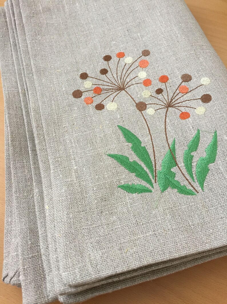 Linen Placemats Set 6 Embroidered Placemats Linen Fabric Etsy