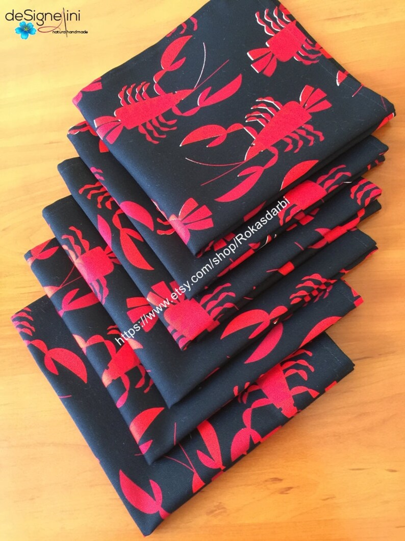 Cloth Napkins Cotton Fabric Napkins Reusable Black Napkins Red Etsy New Zealand