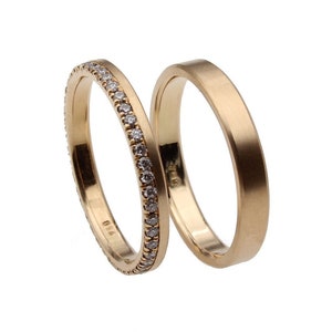 Wedding rings 750 yellow gold with diamonds