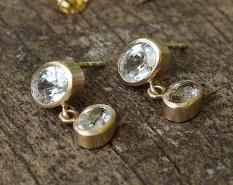 750 yellow gold earrings with oval zircons