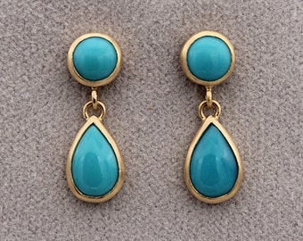 Earrings made of 750 yellow gold with turquoise