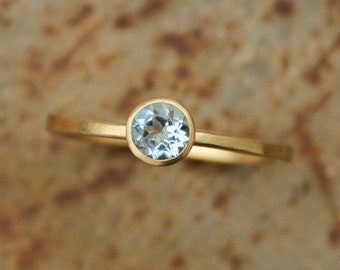 18k Goldring mit Aquamarin