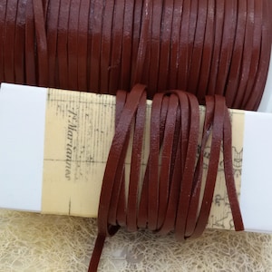 Tira de cuero plana marrón, 5 metros, cordón de cuero plano de 3 mm, tira de cuero plana para joyería, tira de cuero marrón óxido, cordón de cuero marrón para collares