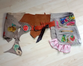 tribal belt,Festival Pocket Belt,adjustable Hip Belt,Pocket Belt,Festival Clothing Hip Bag,wrap around belt,multicolored,brown,hippie belt,