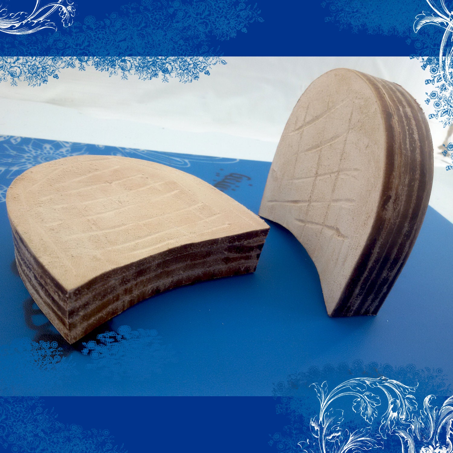 leather stacked heel