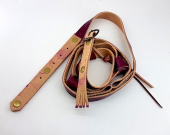 cintura in pelle da donna, pelle fucsia, cintura in pelle di vitello vegetale fresata tamponata a mano, cintura in pelle, cintura in pelle di design, regalo sotto i 30 anni