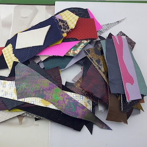 leather scraps color mix,lot of leather trimmings,multicolored leather bag pieces,leather for earring,scrapbook leather,doll clothes leather