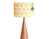 Handcrafted Black Walnut Table Lamp with Honeycomb Shade