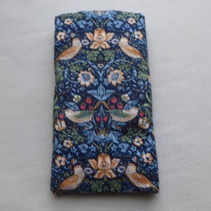 Étui à lunettes bleu marine William Morris, étui à lunettes en tissu, étui à lunettes, étui à lunettes souple