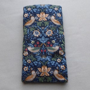 William Morris Navy Glasses Case,   Fabric Glasses Case,  Spectacle Case, Soft Glasses Case