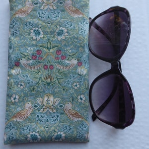 Étui à lunettes William Morris bleu sarcelle, étui à lunettes en tissu, étui à lunettes, étui à lunettes souple