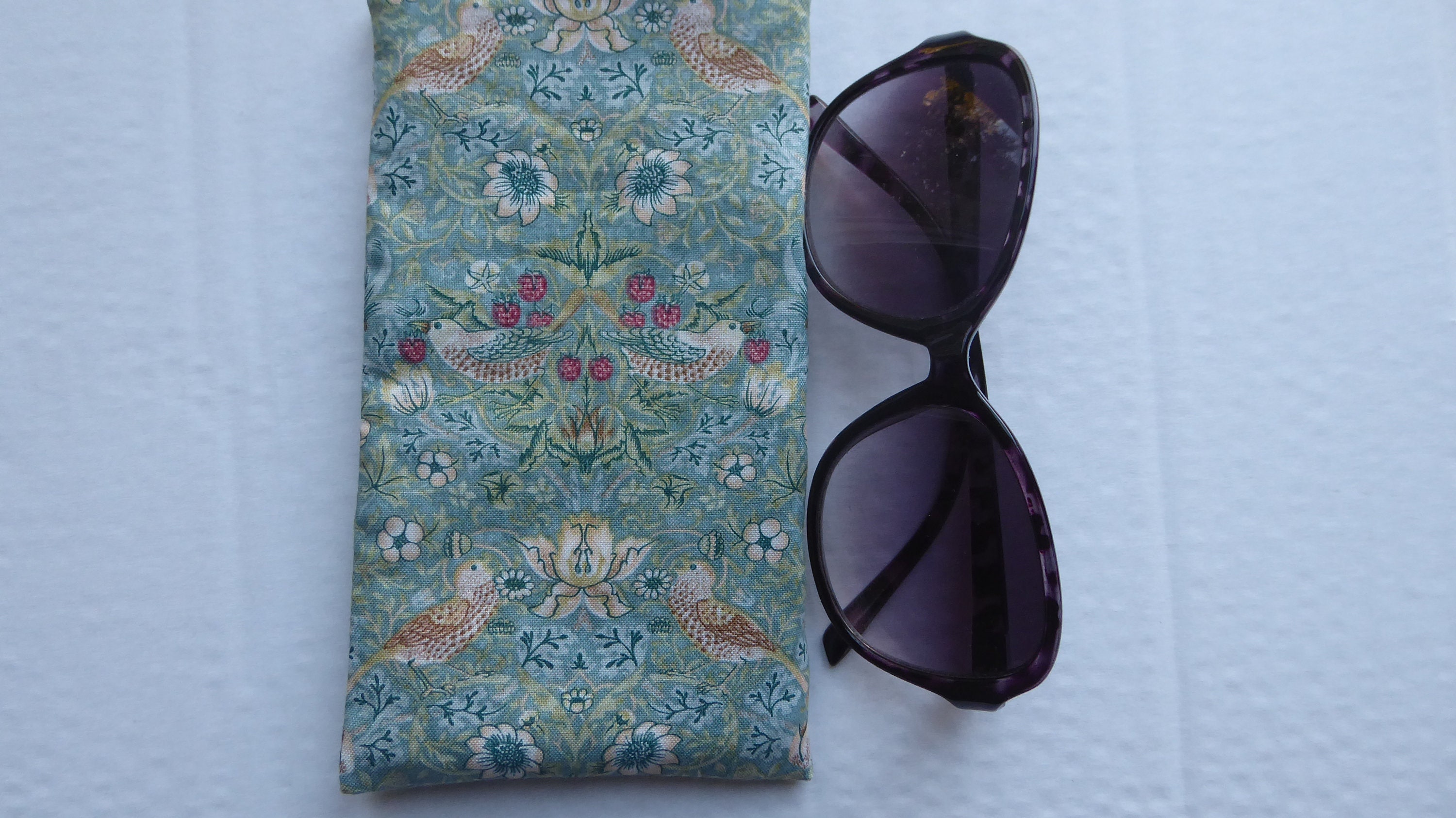 William Morris Teal Glasses Case, Fabric Glasses Case, Spectacle Case