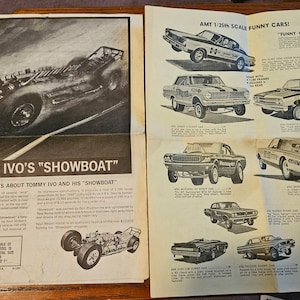 Vintage 1963 Revell model kit instructions of Tommy Ivo&#39;s &quot;Showboat&quot;, AMT Model brochure