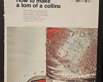 Anuncio impreso de Seven Up de 1967: Anuncio vintage de refresco