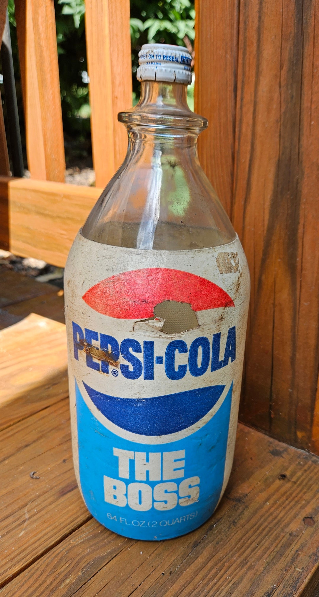 The Boss Pepsi Bottle 64 Oz 1970's Glass Etsy