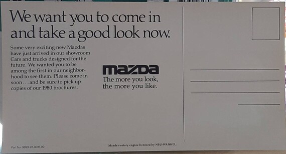1980 Mazda Large Multi View Postcard GLC B2000 626 RX 7 - Etsy