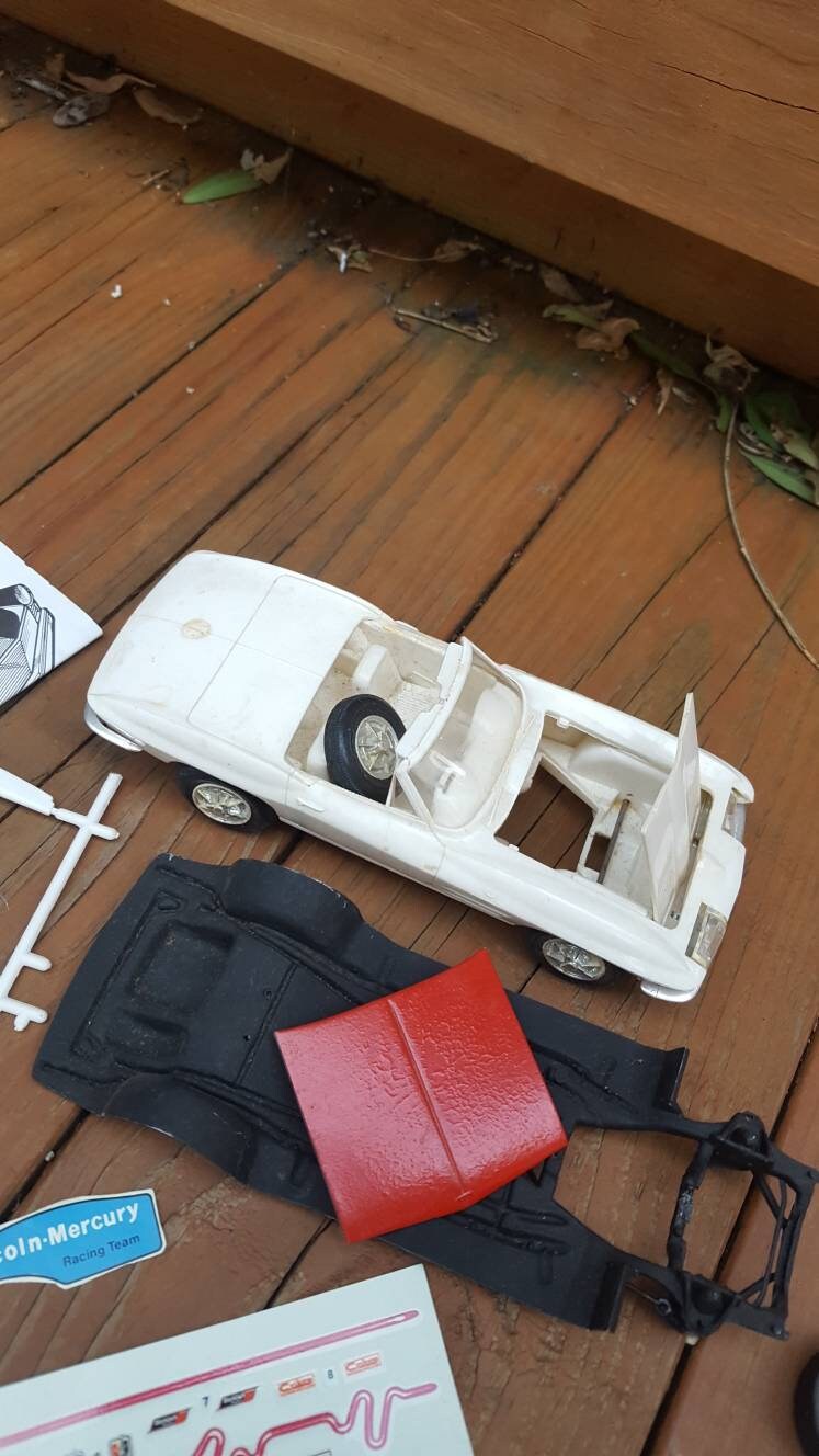 Vintage plastic model car parts decals instructions and 1 box Etsy