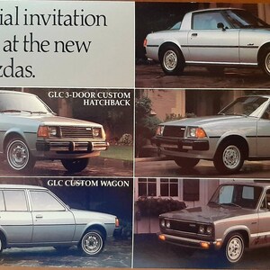 1980 Mazda large multi view postcard GLC B2000 626 RX 7