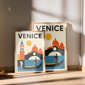 Wenecki druk w stylu Mid-Century Modern: Sztuka ścienna w stylu retro z Włoch
