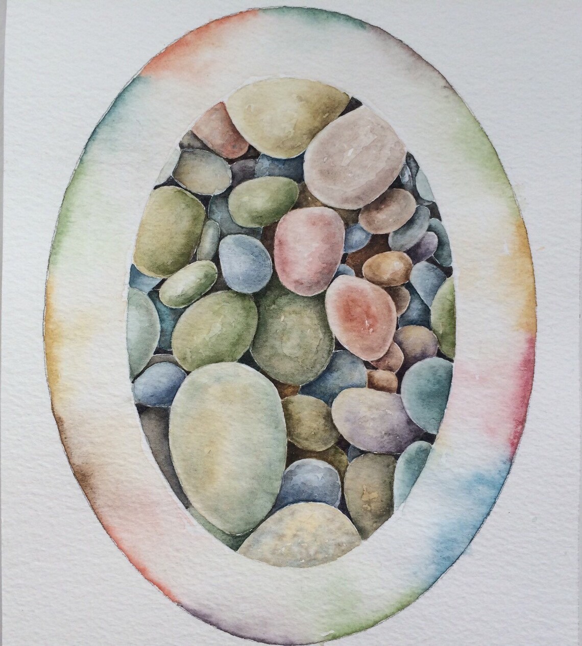 Original Watercolor Painting of Stones,watercolor Art,decorative Art