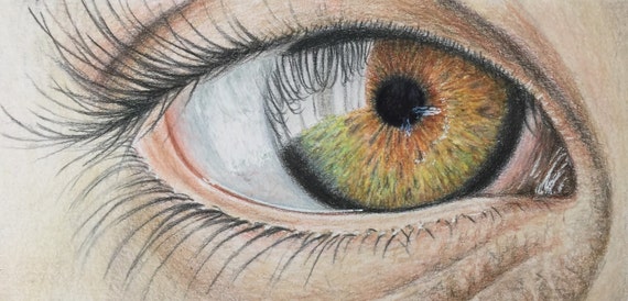 Crayon De Couleur Réaliste Yeux Dessin Crayon Art Oeil Peinture Art Réaliste Décoration Murale