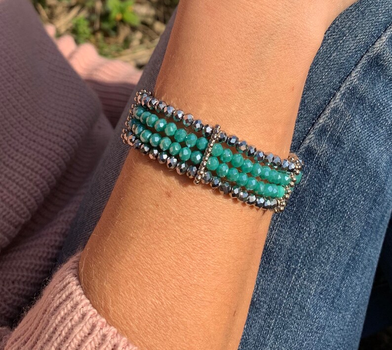 Elastic blue and silver cyrastal beacelet,handmade jewellery,handmade bracelet,cyrstal beaded bracelet