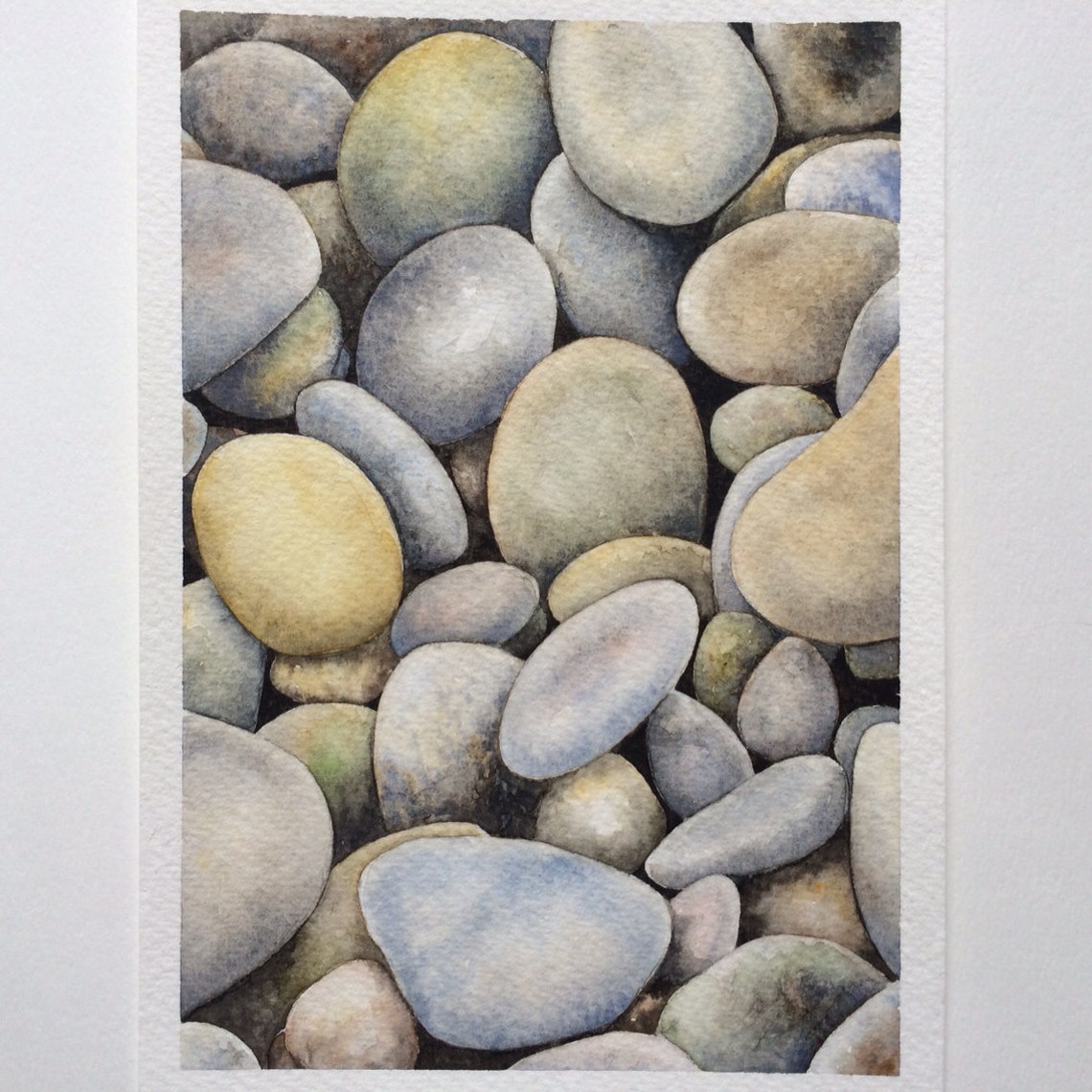 Original Watercolor Painting of Stones Watercolor Original Etsy