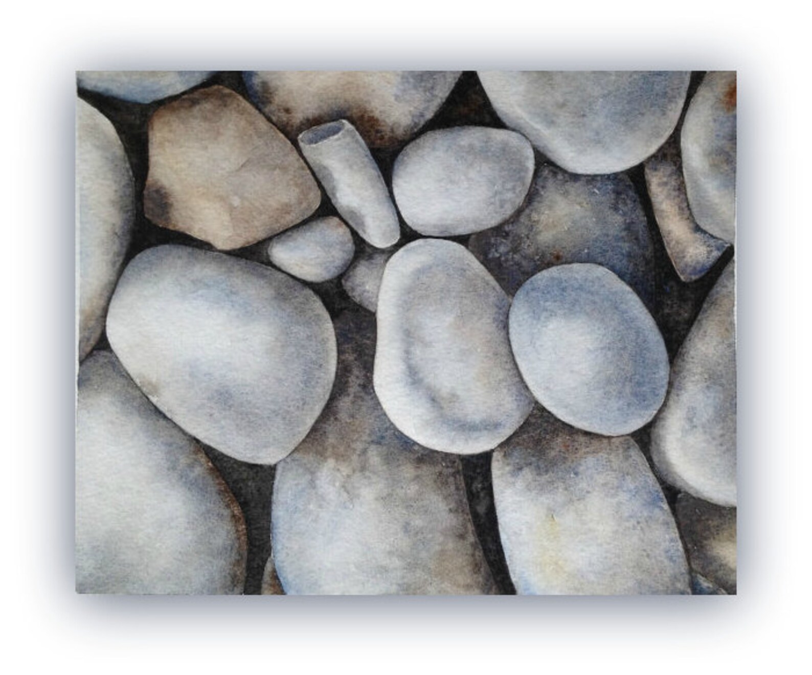 Original Realistic Watercolor Painting of Sea Stones Etsy