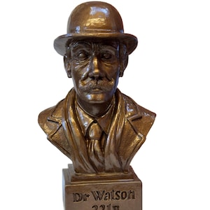 Dr Watson of Sherlock Holmes Baker Street london. Hand Painted Bronze Finish. Made in England, sold by the sculptor and maker!