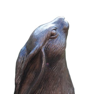 Bronze Moongazing Hare Sculpture - 6 1/2" high - Indoor sculpture - Handmade by Peakdale Sculptures
