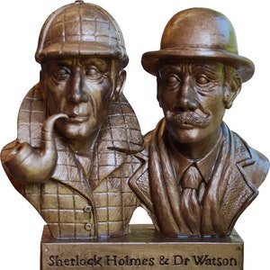 Sherlock Holmes & Dr Watson Figurine Ornament. Hand painted bronze finish. Superb quality A perfect gift for Sherlock Fans