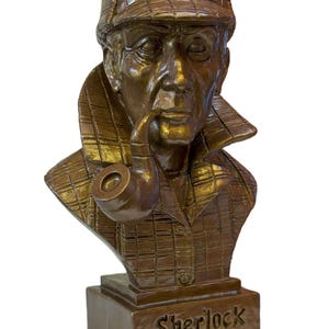 Sherlock Holmes Figurine Bust Bronze Finish Made by Peakdalesculptures