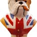 British Bulldog The Boss Wearing Union Jack Waistcoat Figurine Bust. Handmade & Painted in England by Peakdalesculptures
