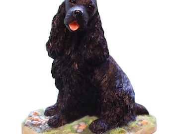 American cocker spaniel sculpture, 13 cm (black and white). Ready
