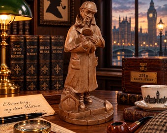 Sherlock Holmes Detective Ornament, Antique Bronze Finish, Office or Home Decor, Size 6.5 inch high