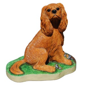Handmade Ruby Cavalier King Charles Spaniel Figurine: Peakdale Sculpture