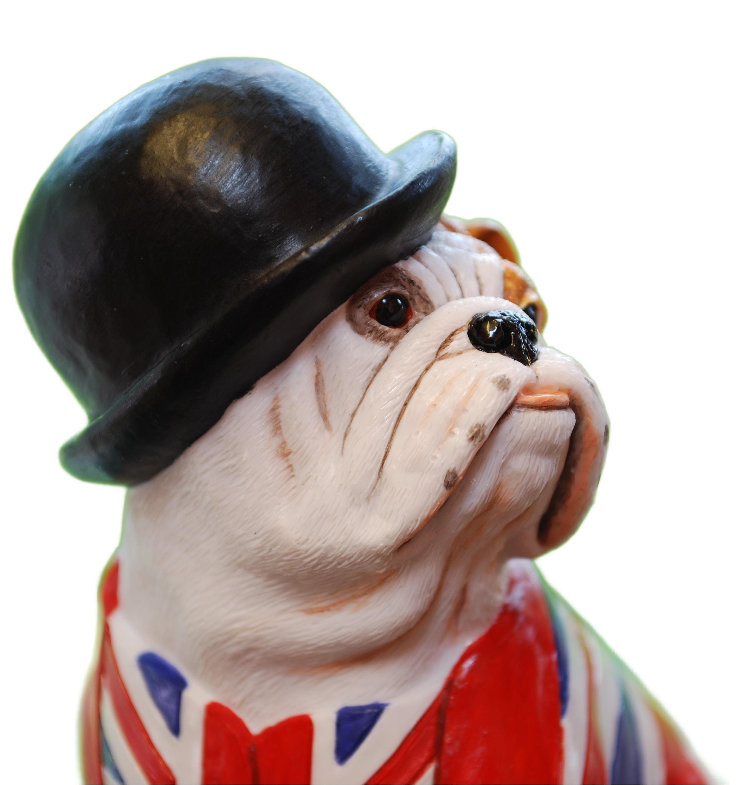 British Bulldog Figurine Ornament With Union Jack Waistcoat and