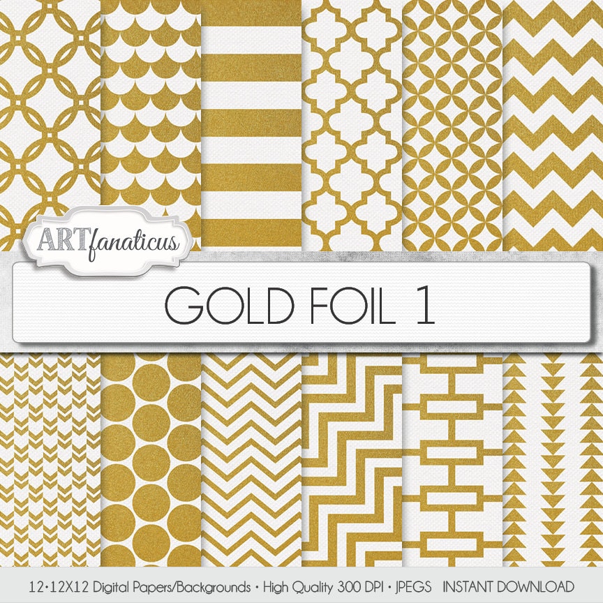 Gold Foil Papers gold FOIL 1 Gold Foil Patterns Etsy
