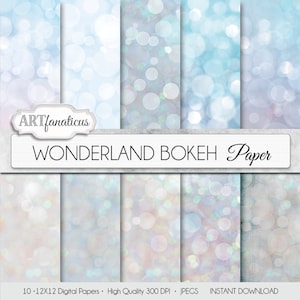 Bokeh digital papers winter WONDERLAND BOKEH paper for photographers, scrapbooking, invitations, cards, home décor and more image 1