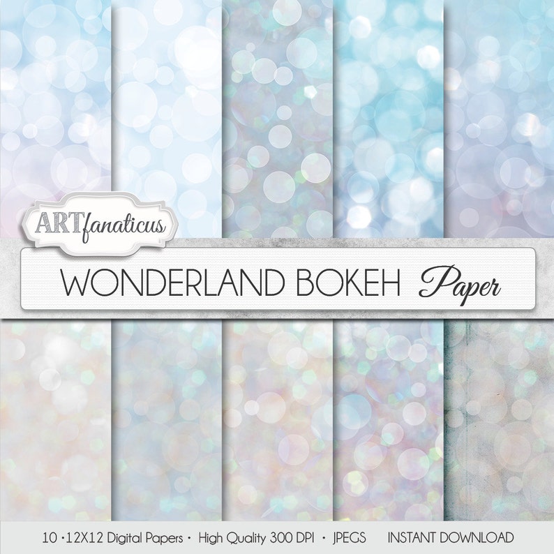 Bokeh digital papers winter WONDERLAND BOKEH paper for photographers, scrapbooking, invitations, cards, home décor and more image 1