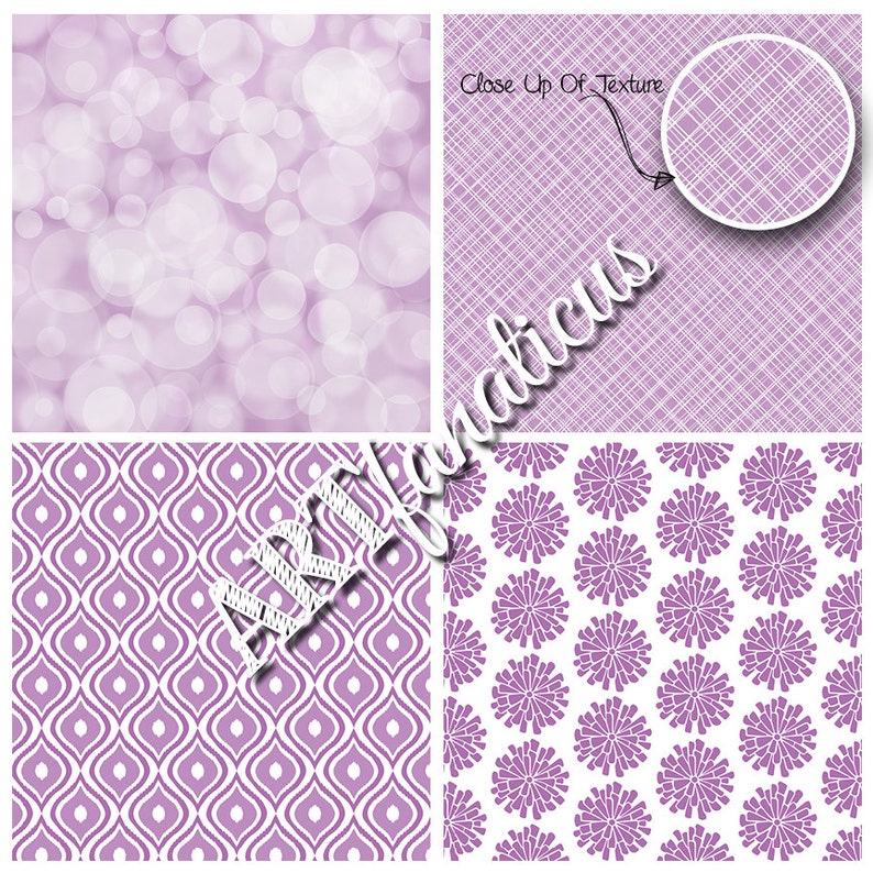 Lavender digital papers RADIANT ORCHID PANTONE backgrounds, geometric designs, bokeh, floral, spring color for scrapbooking, photographers image 2