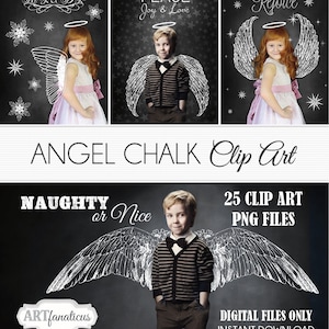 Angel Clipart ANGEL CHALK CLIPART 25 chalkboard clipart, wings, Christmas chalk, overlay, use on or over photos, photographers, xmas cards image 1