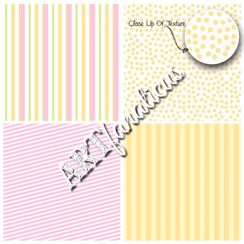Pastel digital papers EASTER DOTS & STRIPES fun pastel colors, featuring polka dots and stripes for Easter projects for scrapbookers image 2