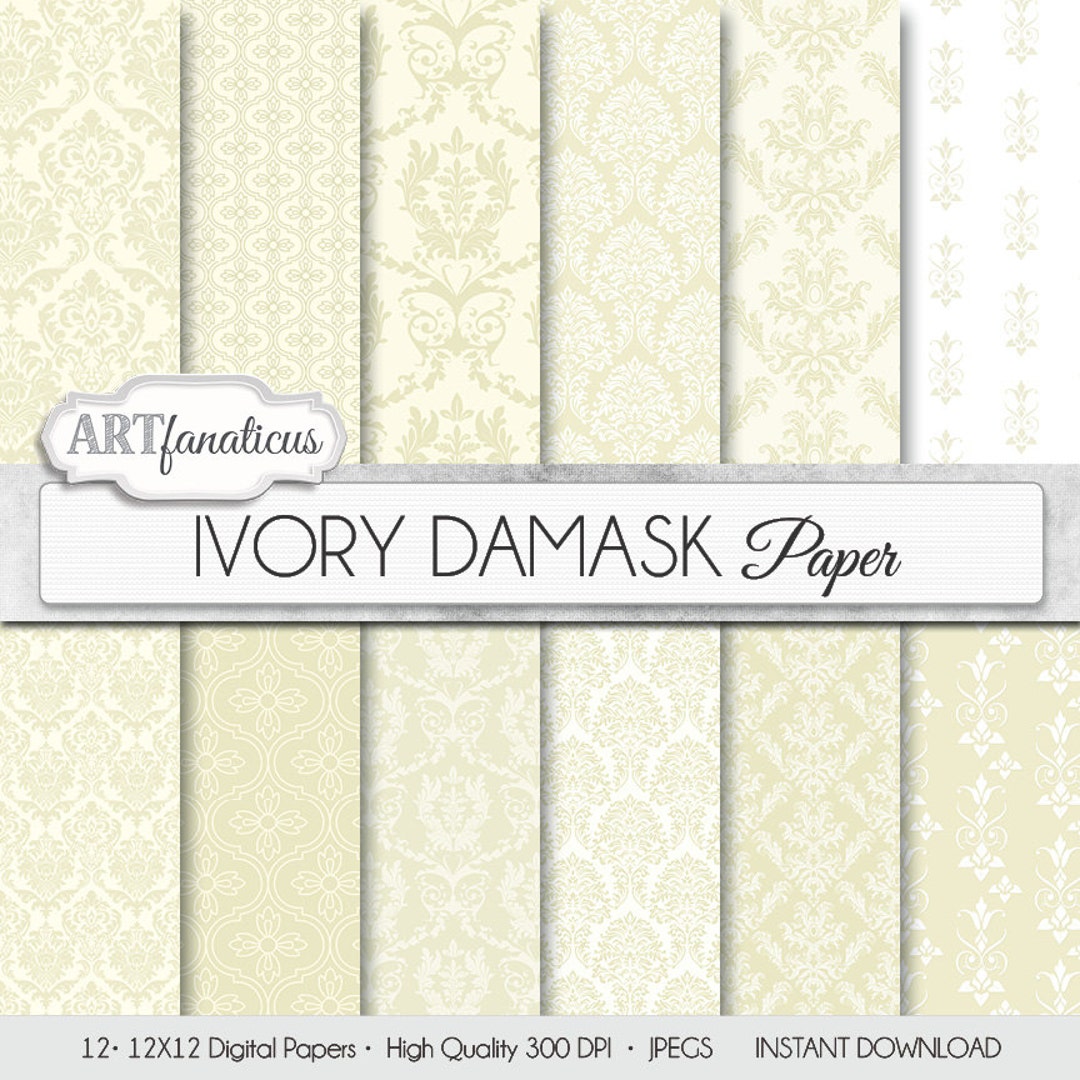 Damask Digital Papers ivory Damask Elegant Ivory - Etsy